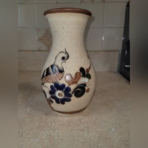 **PRICE REDUCED** Vintage Mexican Sand Texture Hand Painted Pottery Vase